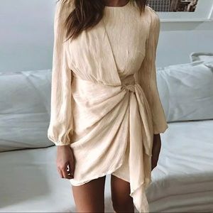 Cream Wrap Elegant Dress that ties on side